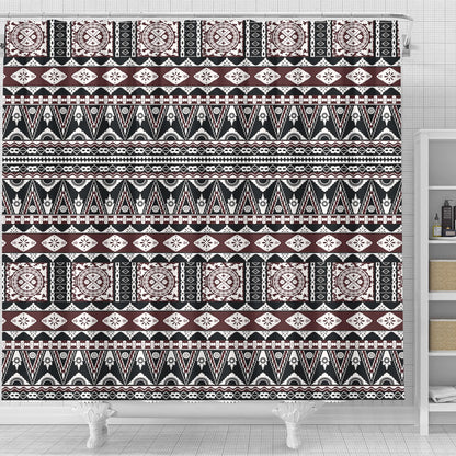 Fiji Shower Curtain Bula Fiji Masi Motif Brown Color Design