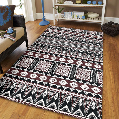 Fiji Area Rug Bula Fiji Masi Motif Brown Color Design
