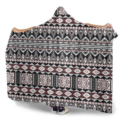 Fiji Hooded Blanket Bula Fiji Masi Motif Brown Color Design
