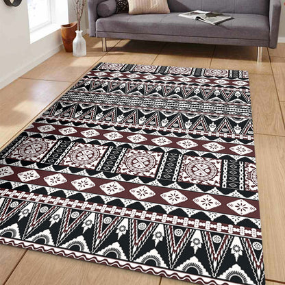 Fiji Area Rug Bula Fiji Masi Motif Brown Color Design