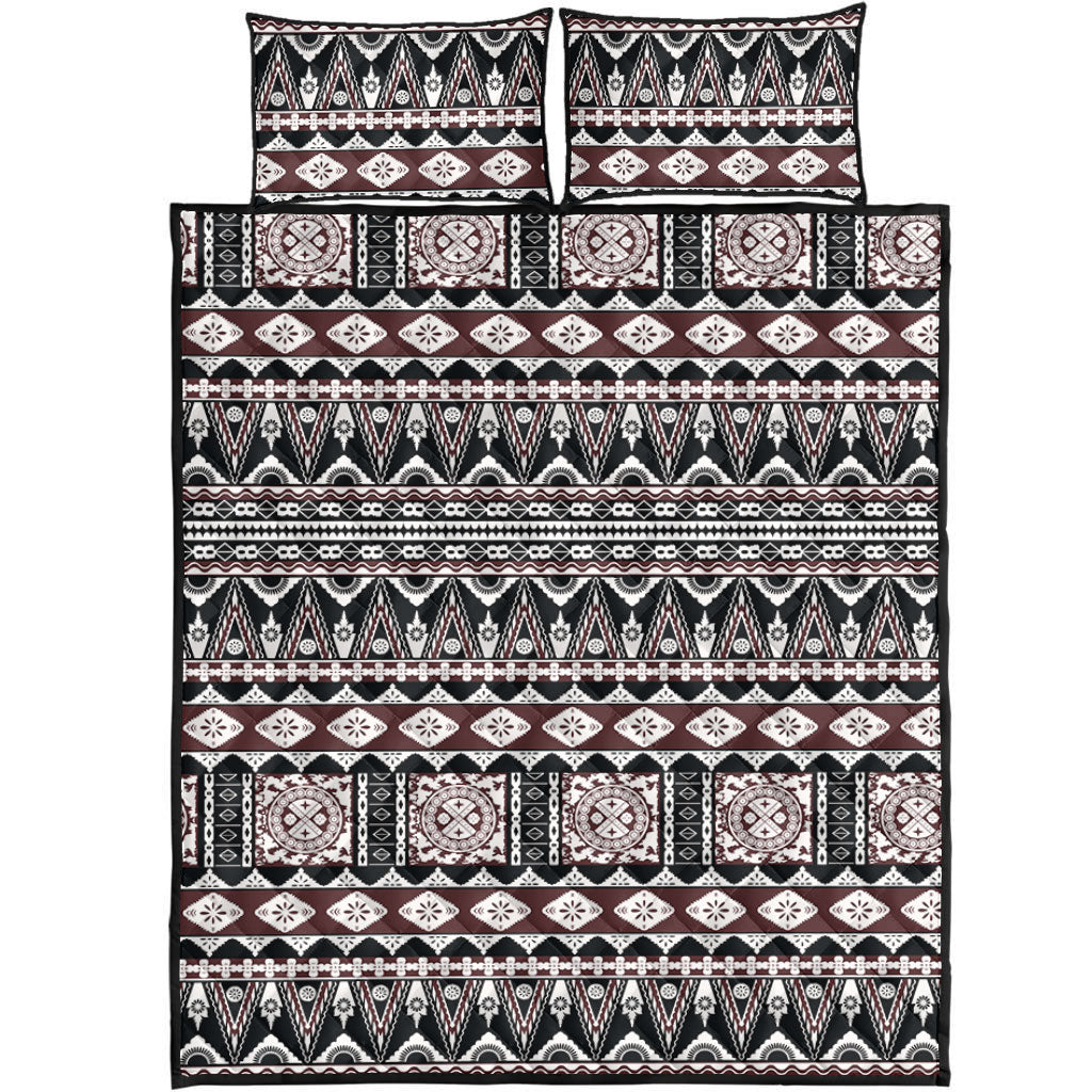Fiji Quilt Bed Set Bula Fiji Masi Motif Brown Color Design
