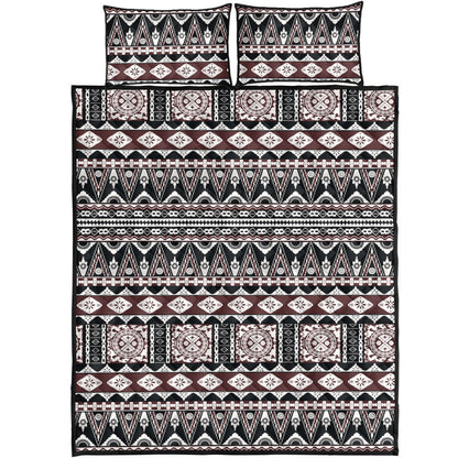Fiji Quilt Bed Set Bula Fiji Masi Motif Brown Color Design