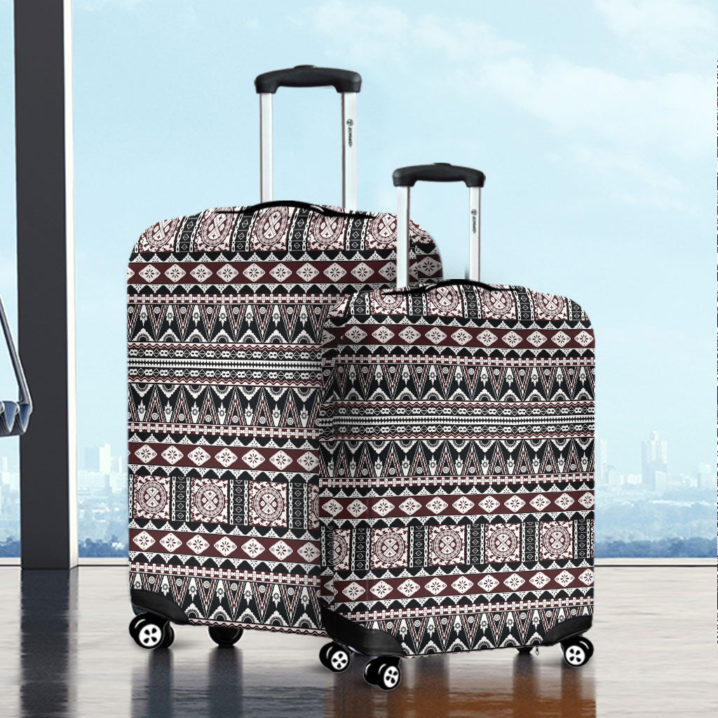 Fiji Luggage Cover Bula Fiji Masi Motif Brown Color Design