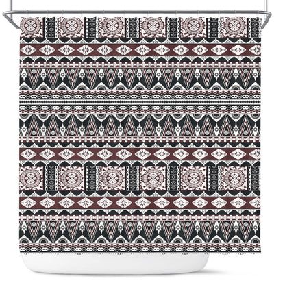 Fiji Shower Curtain Bula Fiji Masi Motif Brown Color Design