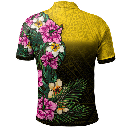 Custom Personalised Polo Shirt - Hawaiian Tropical Flowers Polo Shirt
