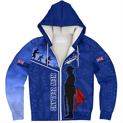 New Zealand Sherpa Hoodie Anzac Day Lest We Forget Poppy