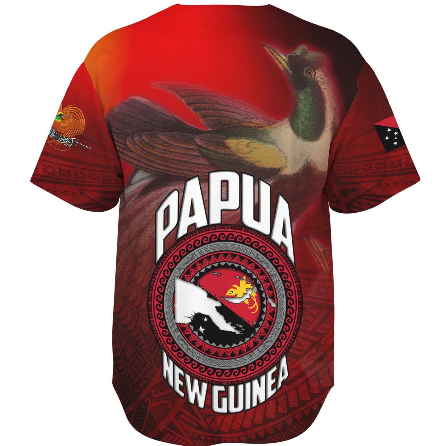 Papua New Guinea Baseball Shirt Paradisaea Bird Traditional Patterns Style