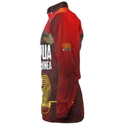 Papua New Guinea Long Sleeve Shirt Paradisaea Bird Traditional Patterns Style