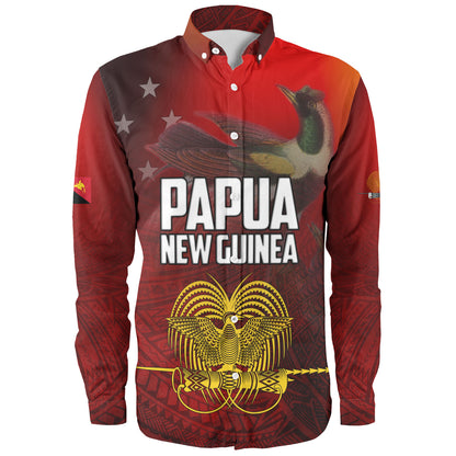 Papua New Guinea Long Sleeve Shirt Paradisaea Bird Traditional Patterns Style