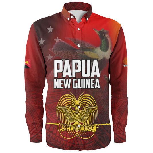 Papua New Guinea Long Sleeve Shirt Paradisaea Bird Traditional Patterns Style
