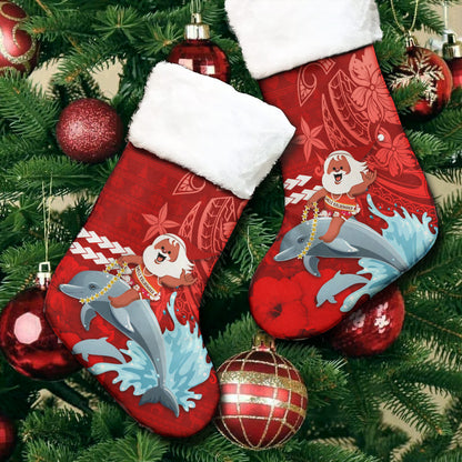 Hawaii Polynesian Christmas Stocking - Polynesian Santa Christmas Ugly Hawaii