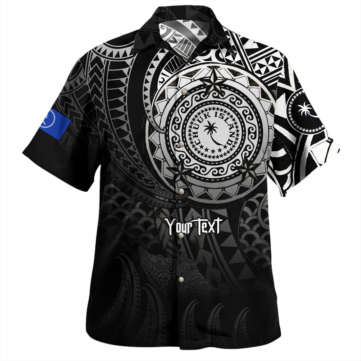 Federated States Of Micronesia Hawaiian Shirt Pearl Of The Pacific Black Polynesian Tattau