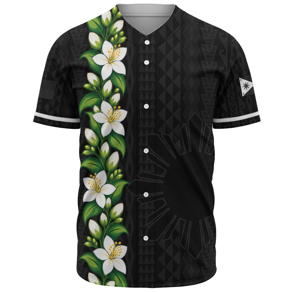 Philippines Filipinos Baseball Shirt Sampaguita Flower Tribal Polynesian Sun Island Style