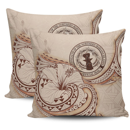 Northern Mariana Islands Pillow Cover Hibiscus Flower Vintage Style