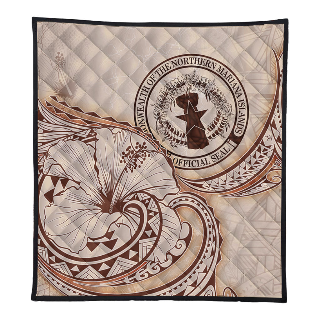 Northern Mariana Islands Premium Quilt Hibiscus Flower Vintage Style
