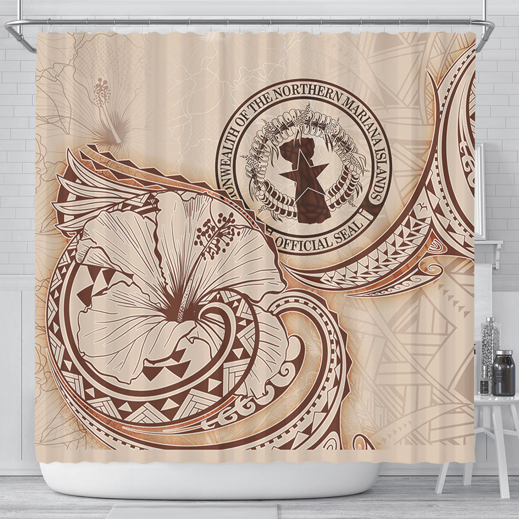 Northern Mariana Islands Shower Curtain Hibiscus Flower Vintage Style
