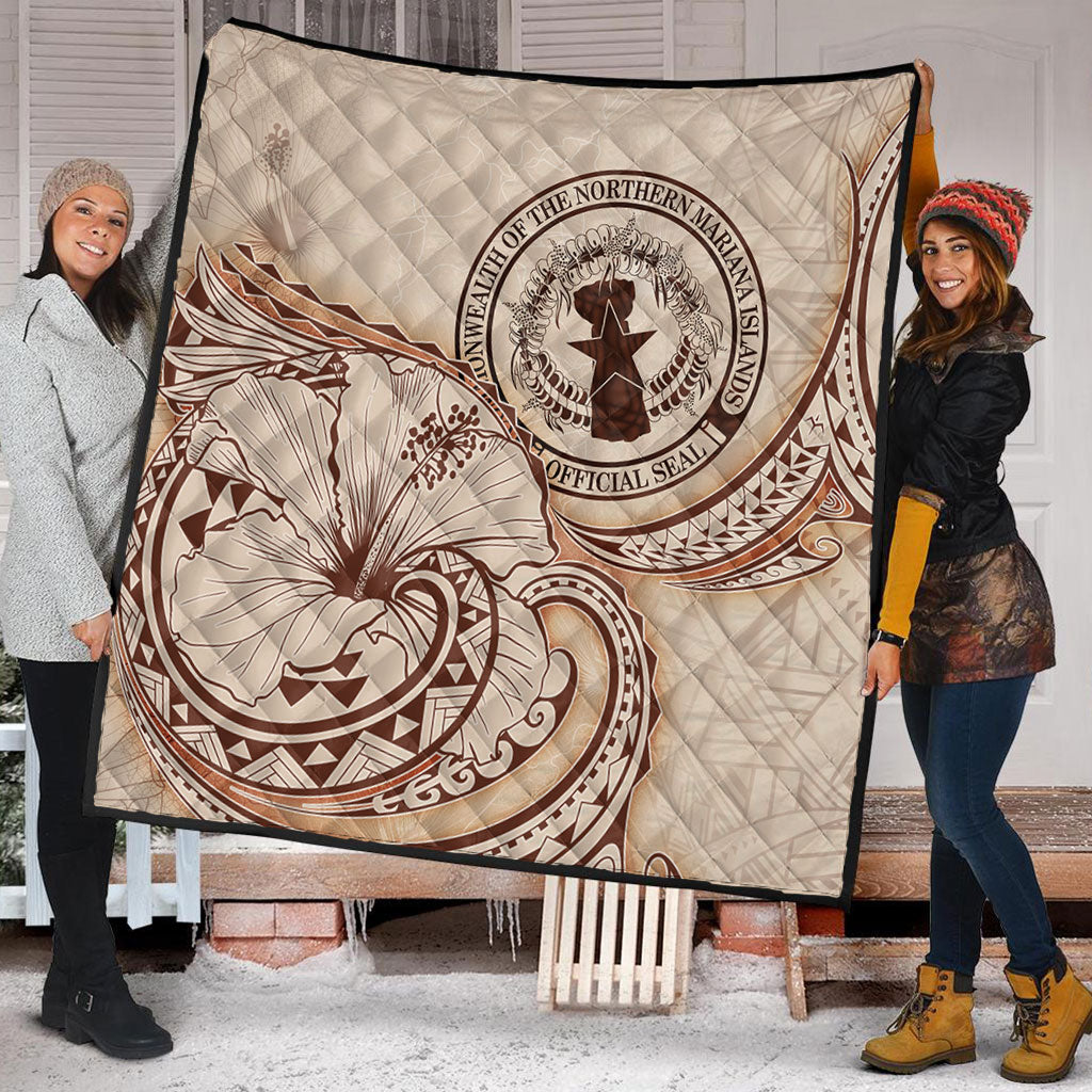 Northern Mariana Islands Premium Quilt Hibiscus Flower Vintage Style