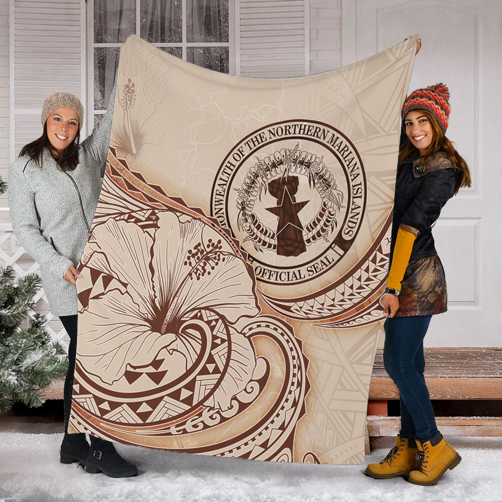 Northern Mariana Islands Premium Blanket Hibiscus Flower Vintage Style