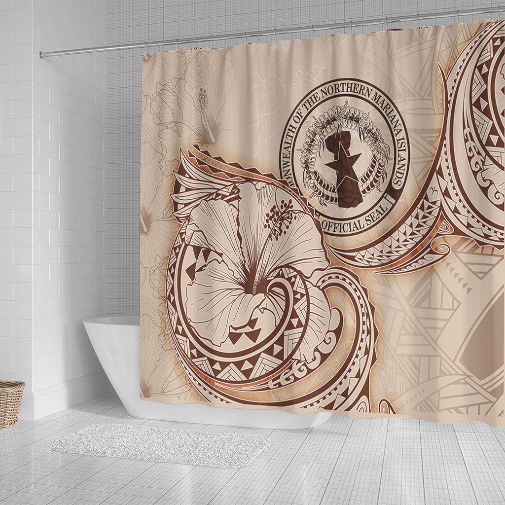 Northern Mariana Islands Shower Curtain Hibiscus Flower Vintage Style