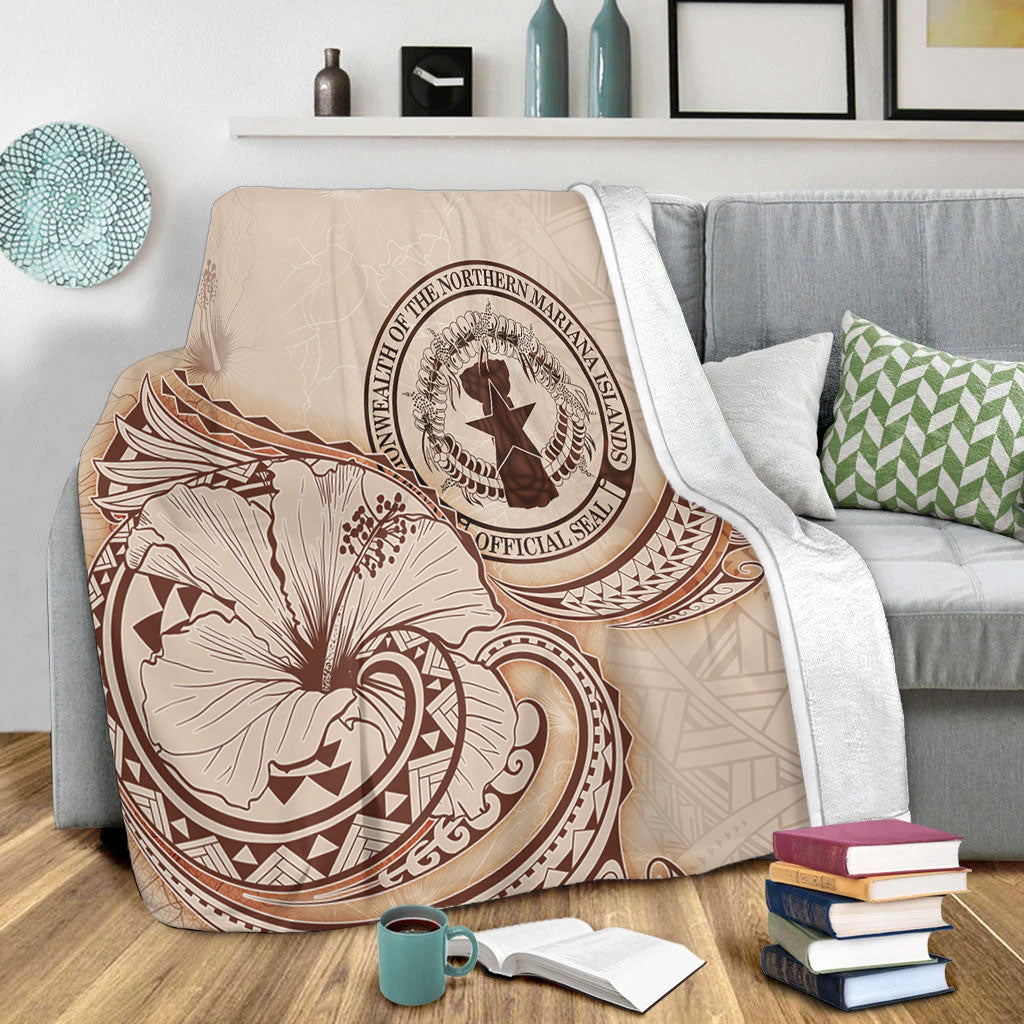 Northern Mariana Islands Premium Blanket Hibiscus Flower Vintage Style
