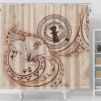 Northern Mariana Islands Shower Curtain Hibiscus Flower Vintage Style