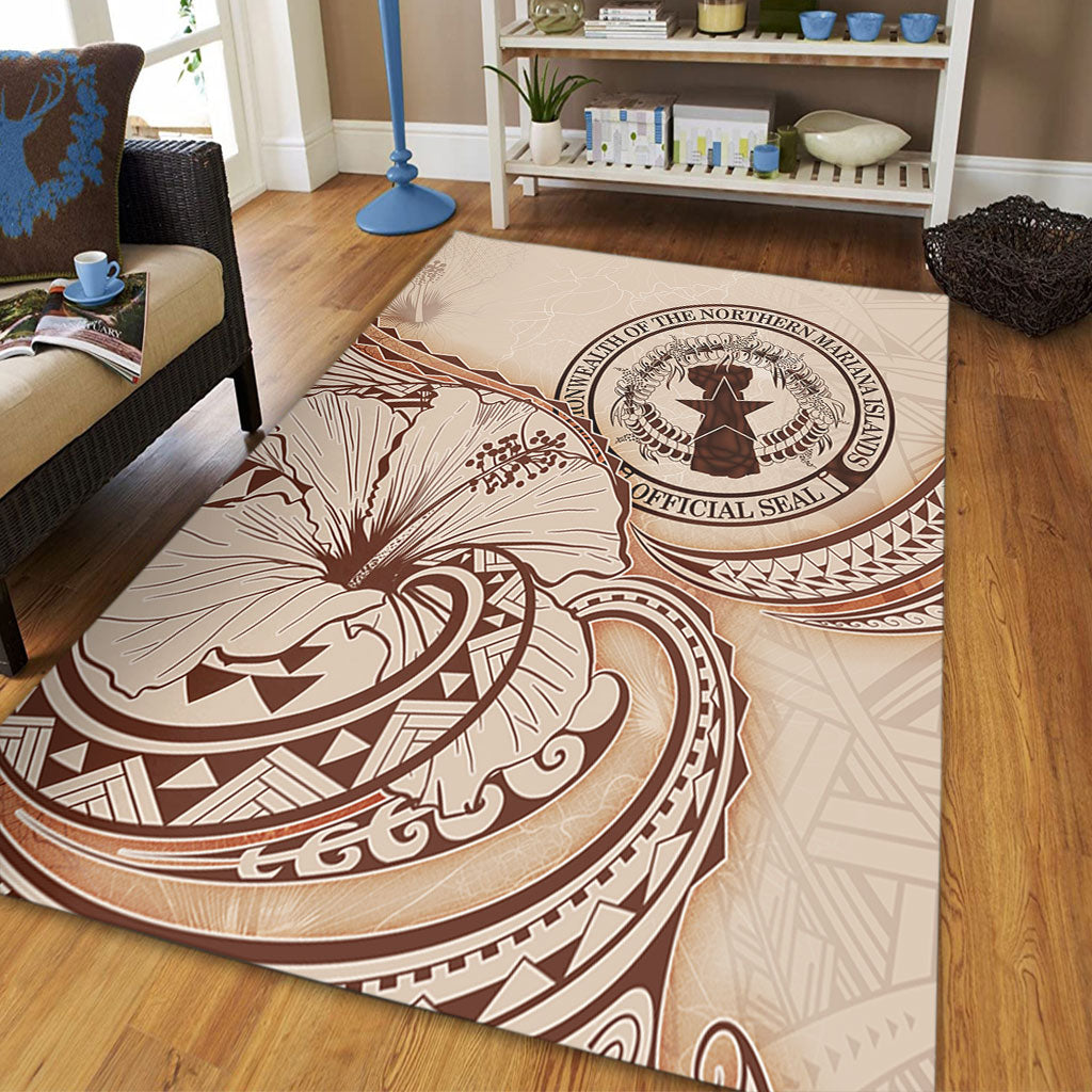 Northern Mariana Islands Area Rug Hibiscus Flower Vintage Style