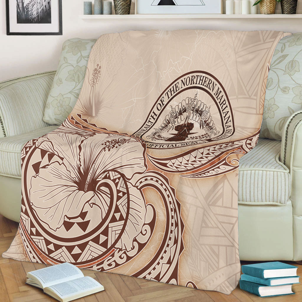 Northern Mariana Islands Premium Blanket Hibiscus Flower Vintage Style