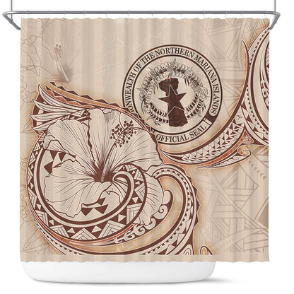 Northern Mariana Islands Shower Curtain Hibiscus Flower Vintage Style
