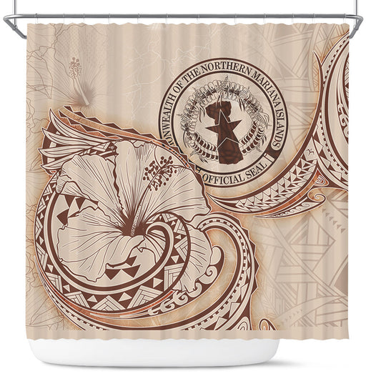Northern Mariana Islands Shower Curtain Hibiscus Flower Vintage Style
