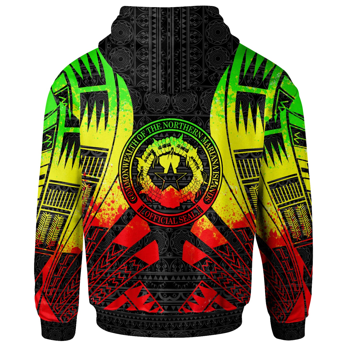 CNMI All Over Hoodie - Reggae Color Tattoo Style