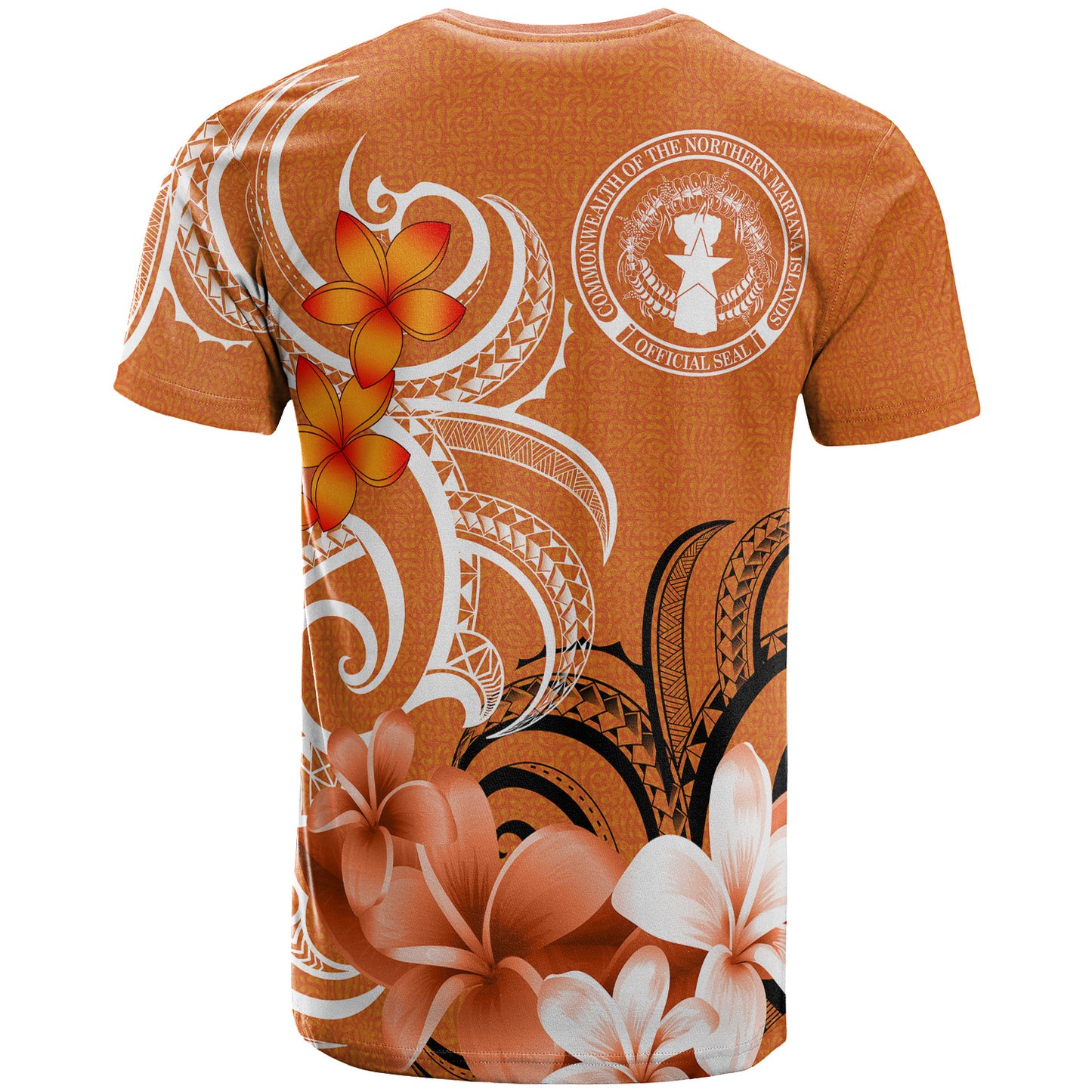 Northern Mariana Islands T-Shirt Custom Personalised Floral Spirit Orange
