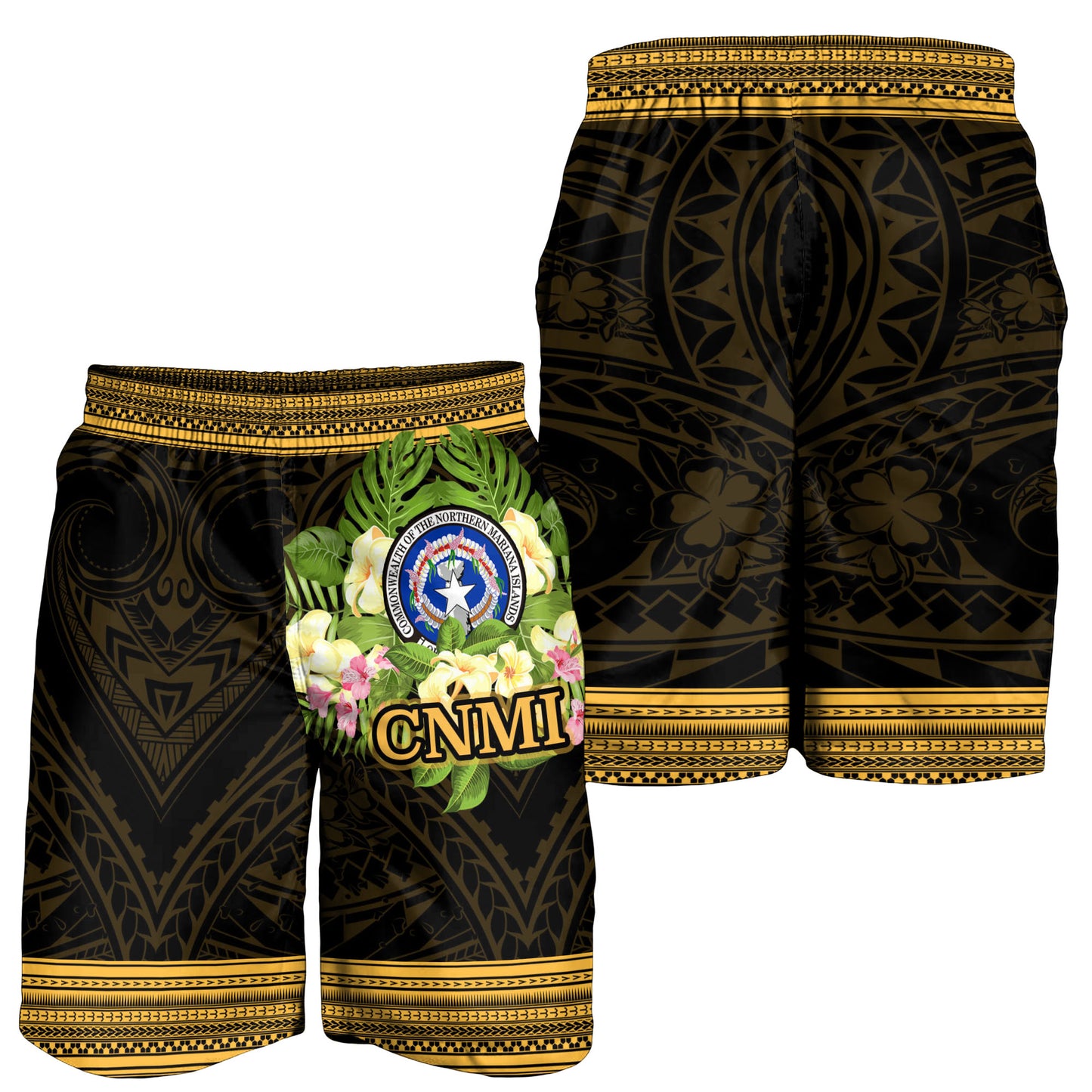 Northern Mariana Islands Men Shorts - Polynesian Gold Patterns Collection
