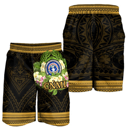 Northern Mariana Islands Men Shorts - Polynesian Gold Patterns Collection