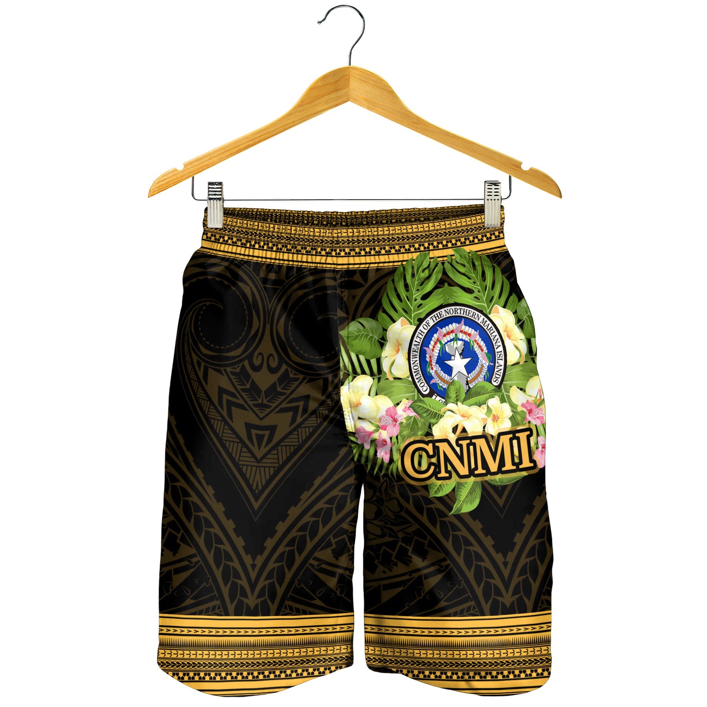 Northern Mariana Islands Men Shorts - Polynesian Gold Patterns Collection