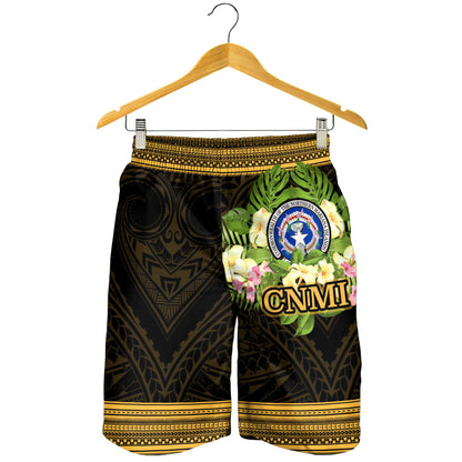 Northern Mariana Islands Men Shorts - Polynesian Gold Patterns Collection