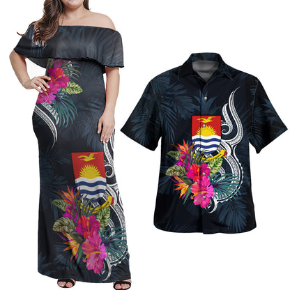 Kiribati Combo Off Shoulder Long Dress And Shirt Tropical Flower