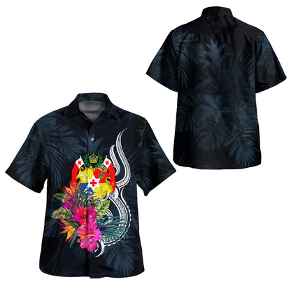 Tonga Combo Off Shoulder Long Dress And Shirt Tropical Flower