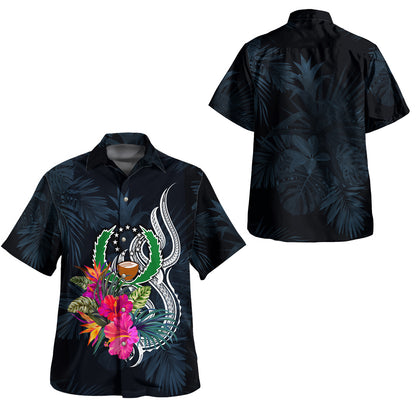 Pohnpei State Combo Off Shoulder Long Dress And Shirt Tropical Flower