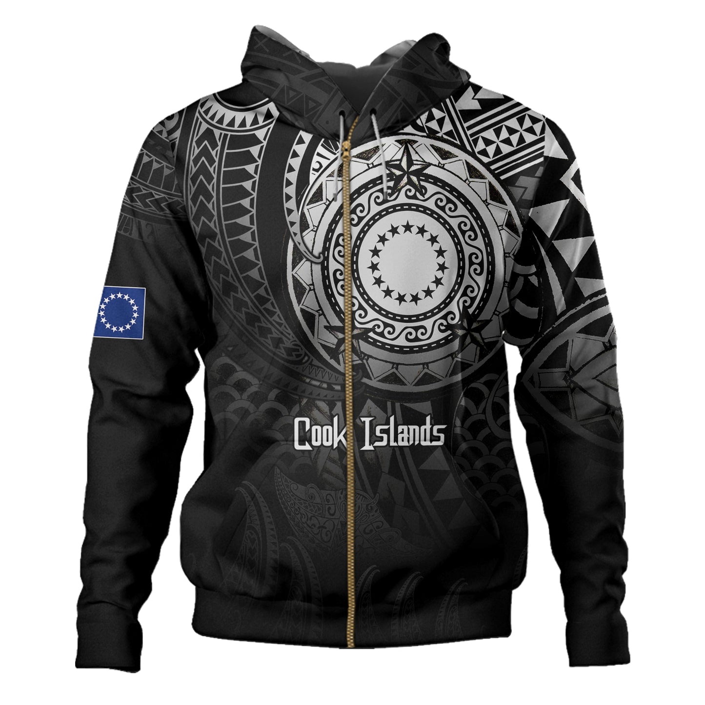 Cook Islands Hoodie Pearl Of The Pacific Black Polynesian Tattau