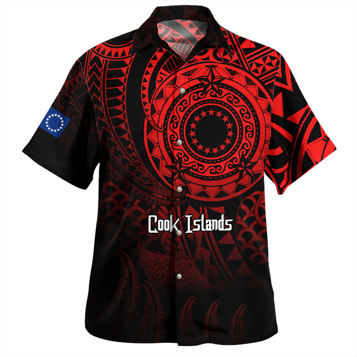 Cook Islands Hawaiian Shirt Pearl Of The Pacific Red Polynesian Tattau