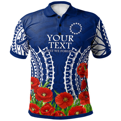 Cook Islands Anzac Polo Shirt - Lest We Forget Polyneisnan Tribal Pattern Poppy Flower