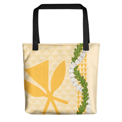Hawaii Tote Bag Kanaka Maoli Puakenikeni Maile Flower Lei
