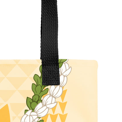 Hawaii Tote Bag Kanaka Maoli Puakenikeni Maile Flower Lei