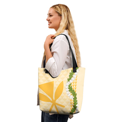 Hawaii Tote Bag Kanaka Maoli Puakenikeni Maile Flower Lei