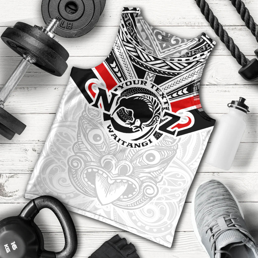 New Zealand Waitangi Day Men Tank Top - New Zealand Kiwi Fern With Maori Koru Spiral White