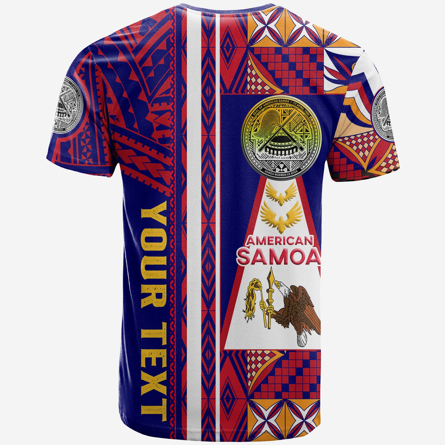 American Samoa Polynesian T-shirt - Custom Samoa Muamua Le Atua With Seal And Mamanu Siapo Patterns T-shirt