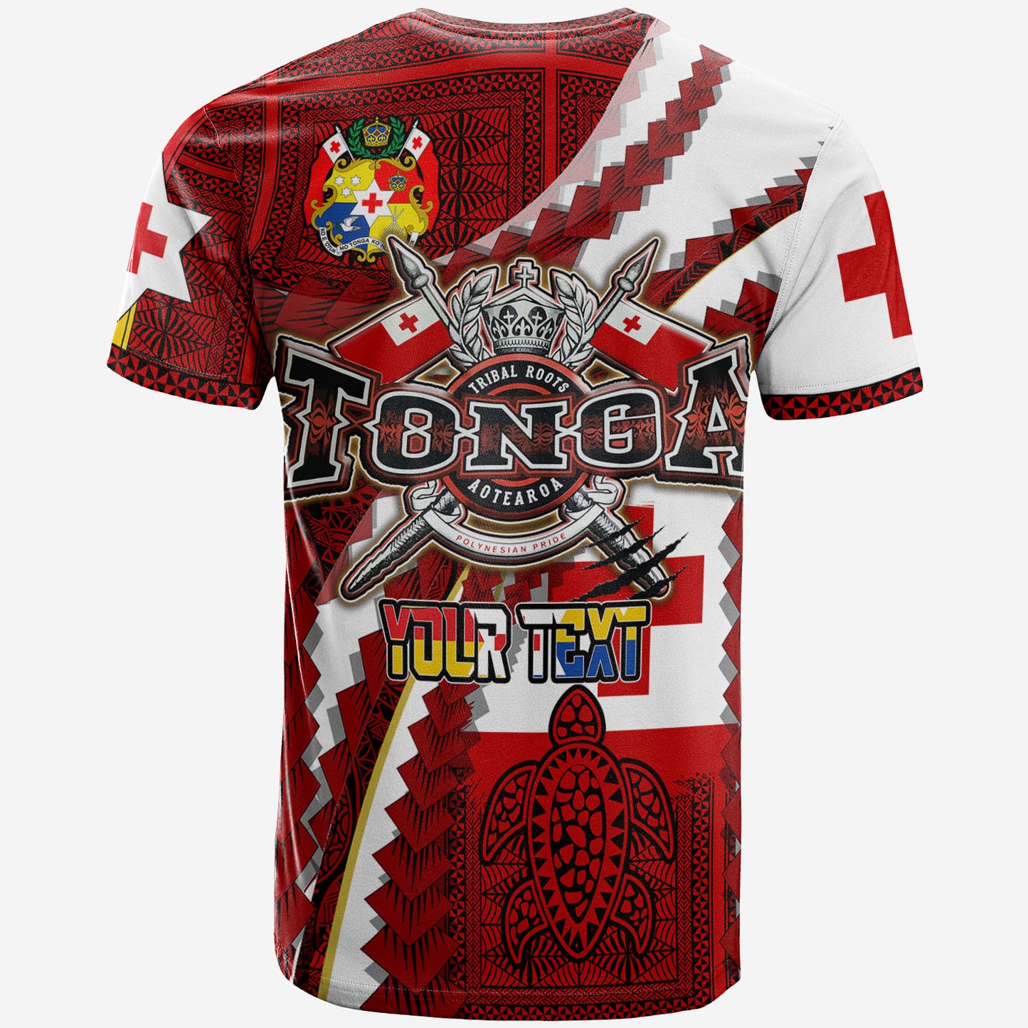 Tonga Aotearoa Tribal Roots T-Shirt - Custom Tonga Polynesian Pride With Coat Of Arms And Tonga Map Kupesi T-Shirt