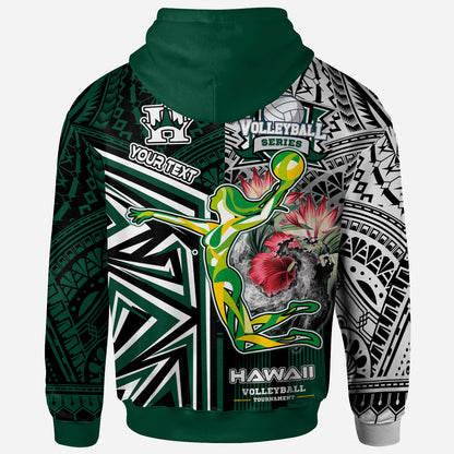 Hawaii Custom Hoodie - Hawaii Rainbow Wahine Volleyball With Beautiful Hibiscus Polynesian Style Hoodie