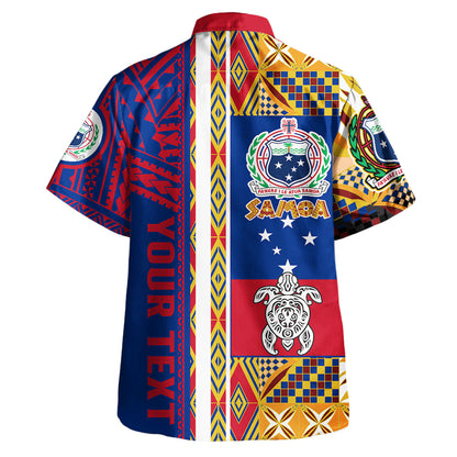 Samoa Polynesian Short Sleeve Shirt - Custom Samoa Coat Of Arms With Traditional Siapo Mamanu Patterns
