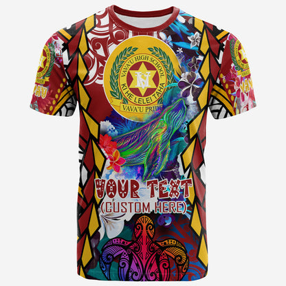 Tonga Custom Personalised T-shirt - Vava'u High School With Sea Turtle And Humpback Whale Polynesian Culture Pride
